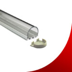 Halbrunde Aufputz-LED-Leiste A-2623 / Matt Silber / Transparenter Diffusor