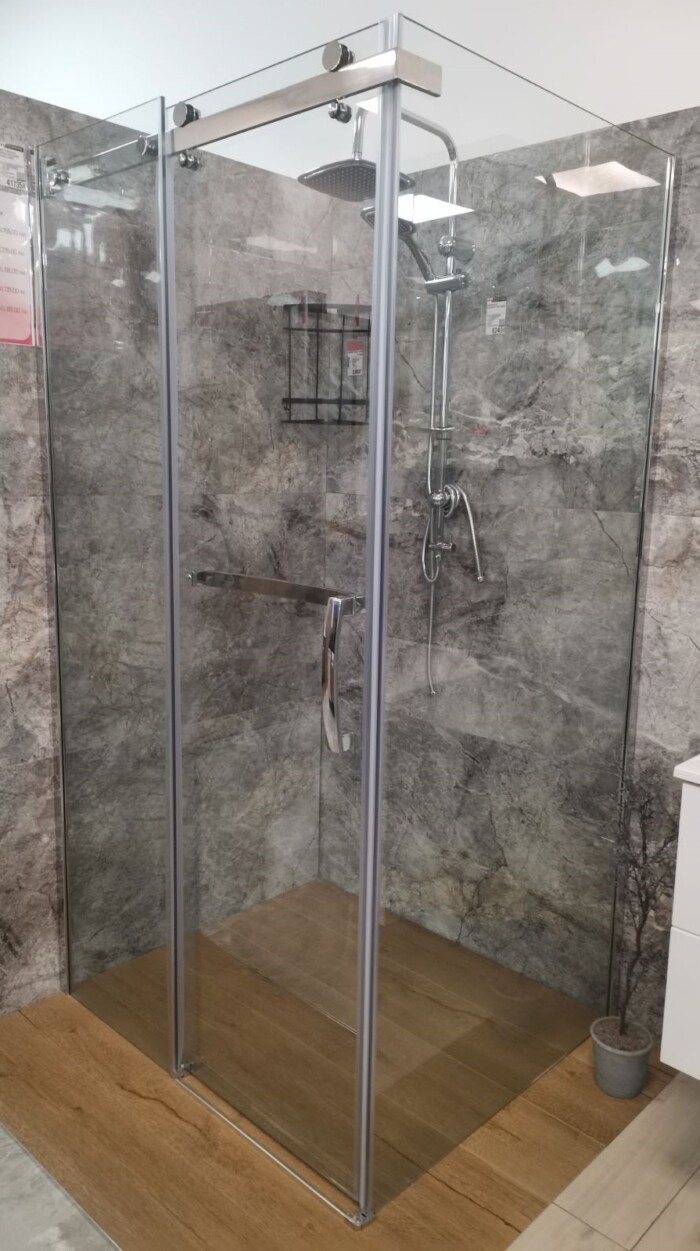 2993 TUŠ KABINA 80X100 190 SIVO STAKLO 8MM CRNI PROFIL - Slika 4