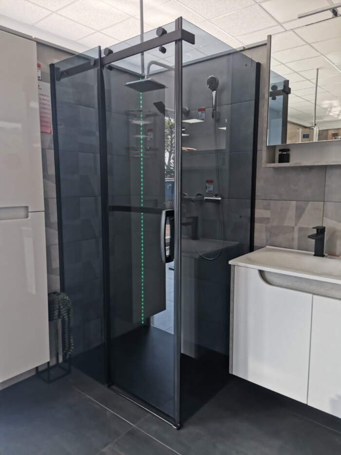 2993 TUŠ KABINA 80X100 190 SIVO STAKLO 8MM CRNI PROFIL - Slika 2