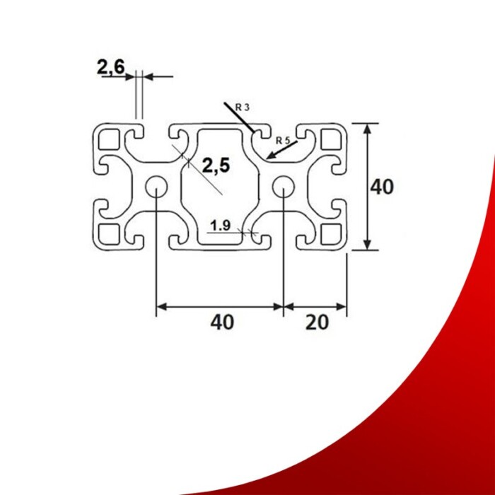 Aluminiumprofil 40x80 Clak – Bild 3